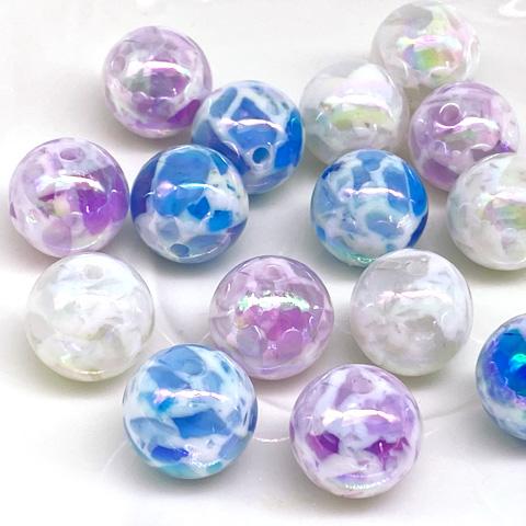 アクリル ビーズ モザイク ラウンドビーズ 丸ビーズ オーロラ加工 16mm 