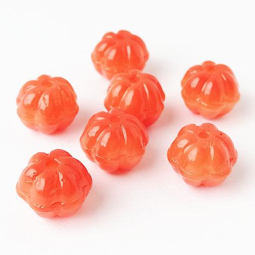 ガラス ビーズ カボチャ かぼちゃ 南瓜 オレンジ 10個 ハロウィン 野菜