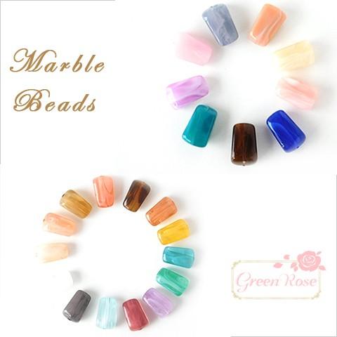アクリルビーズ マーブルカラー 変形四角 10個 1807 beads505 