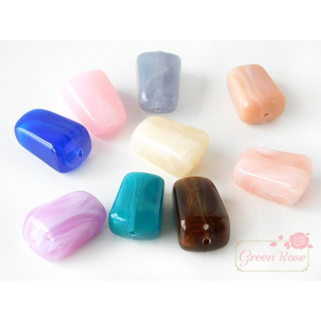 アクリルビーズ マーブルカラー 変形四角 10個 1807 beads505 
