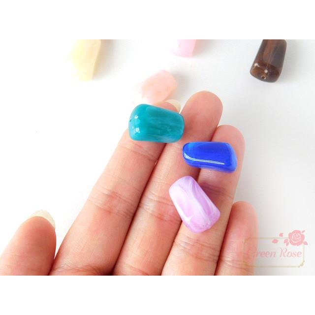 アクリルビーズ マーブルカラー 変形四角 10個 1807 beads505 