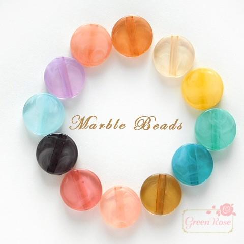 アクリルビーズ マーブルカラー コイン 15mm 10個 材 1807 beads507 