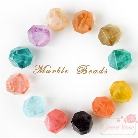 アクリルビーズ マーブルカラー 八面体 10個 1807 beads509