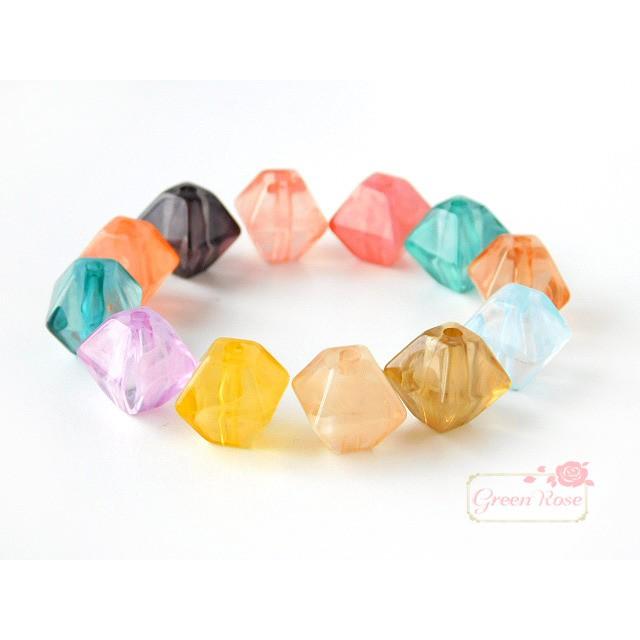 アクリルビーズ マーブルカラー 八面体 10個 1807 beads509