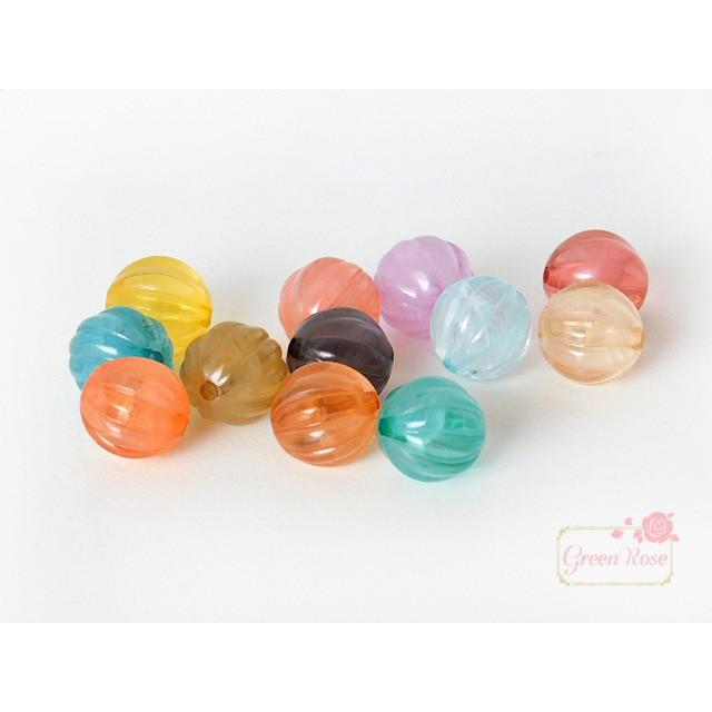 アクリルビーズ マーブルカラー メロンボール 10個 1807 beads511