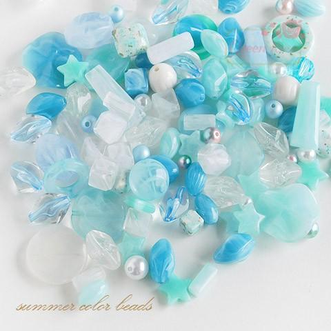 サマーカラービーズミックス 約100g  1904 アクリル プラスチック アソート ゆめかわ 樹脂   夏 beads620｜greenrosenetshopyumi