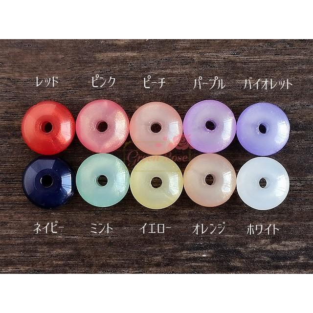 アクリルビーズ 円盤 全10色 40個 1907 ドーナツ パールカラー 