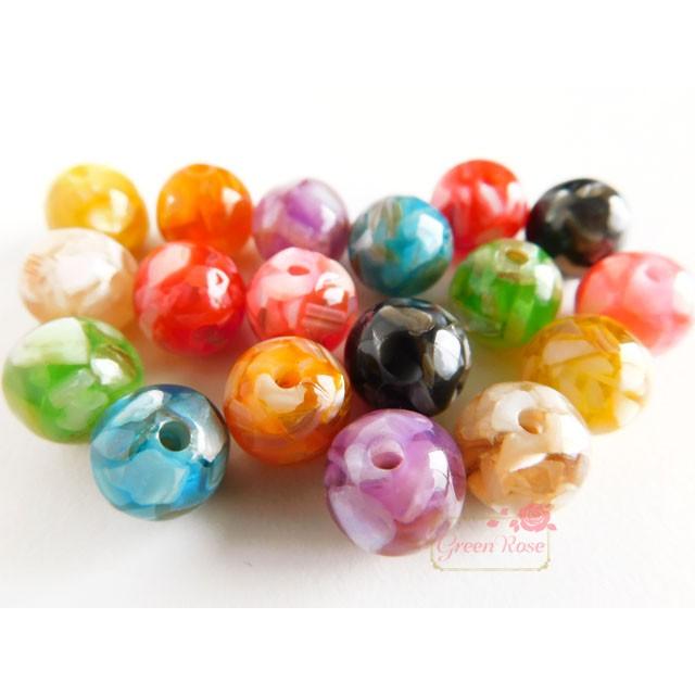 天然　マーブルシェルビーズ 10mm 　全9色　4個   2002  beads743｜greenrosenetshopyumi｜03