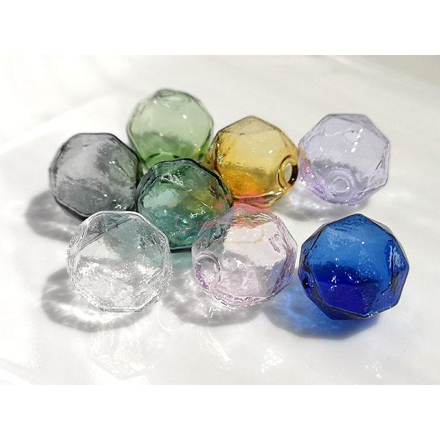 【希少】　ガラスドーム 大小　2個セット ガラスドームビーズ 多角 約14mm 全8色 2個 2108 beads985 : GreenRose