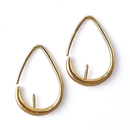 ten. 18KGP シマーピアス 箱付き ピアス 18kgp 芯立て付き ピアス金具 しずく ゴールド 2個 2301 gp-619