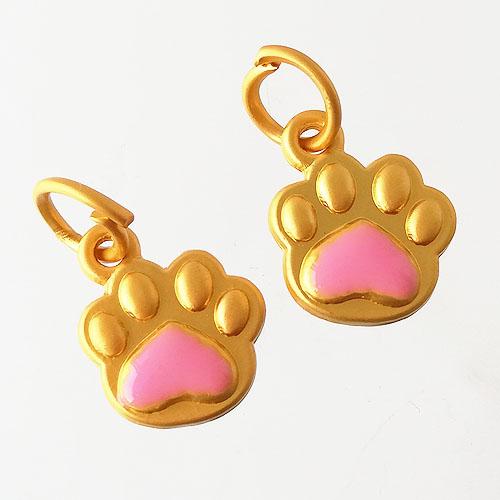 肉球 チャーム マットゴールド ピンク 2個 あし 猫 ネコ ねこ 2401 gp