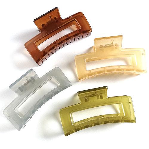 バンスクリップ くすみカラー レクタングル 髪留め まとめ髪 ヘア金具