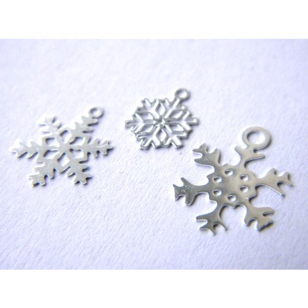 単価12.8円 金属チャーム 雪の結晶 10個 1612 スノークリスタル 雪 冬