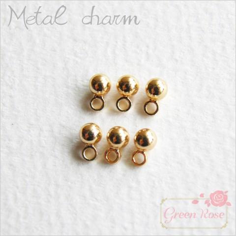 金属チャーム ボールチャーム3mm 10個 1706 カン付き 丸玉 チャーム 