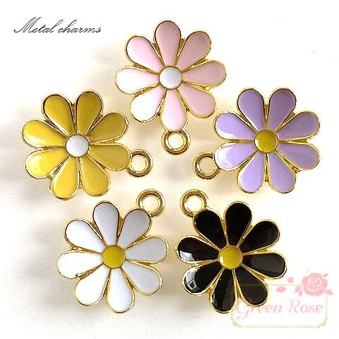 金属チャーム フラワー 約20×16mm 全5色 10個 2111 j6-4743