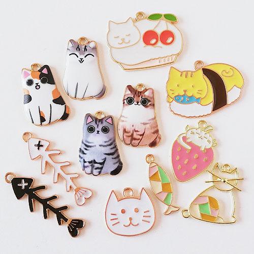 ねこ 猫 ネコ 魚 12個セット 金属 チャーム 2306 j6-4979 ねこ 猫 ネコ 魚 12個セット 金属 チャーム 2306 j6-4979
