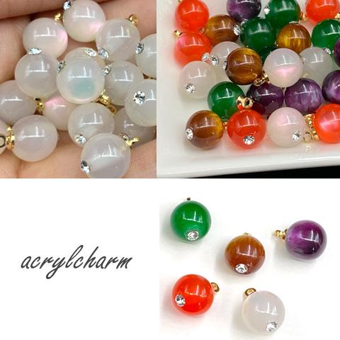 ストーン付き アクリルチャーム 偏光 天然石風 大人 アクセサリー