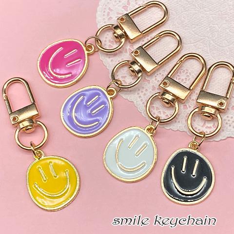 スマイル ニコちゃん キーホルダー キーリング ファスナーチャーム  