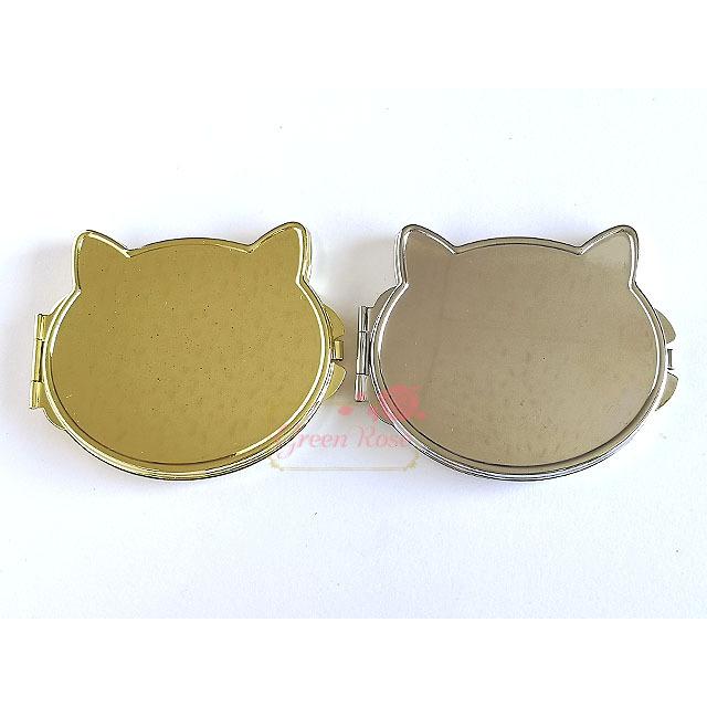 ネコ 両面コンパクトミラー 1個 ゴールド シルバー 猫 キャット