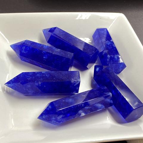 天然石 水晶 練り ブルー ポイント 六角柱 置石 開運 原石 天然石 水晶 練り ブルー ポイント 六角柱 置石 開運 原石
