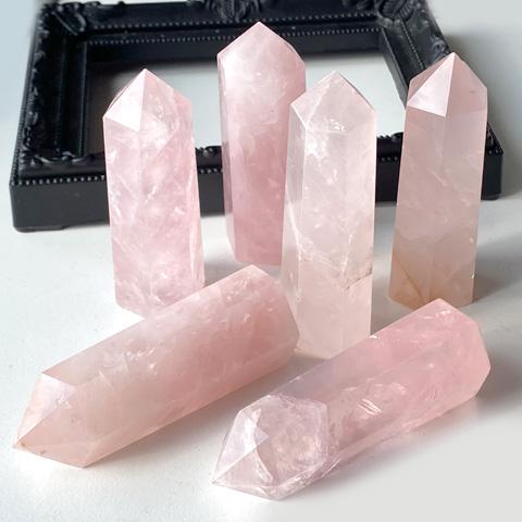 天然石 ローズクォーツ 紅水晶 ポイント 六角柱 置石 開運 原石