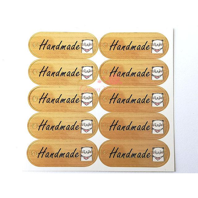 ペーパータグ 紙タグ Handmade 猫 約18×53mm 1セット 50枚入り 2204 p