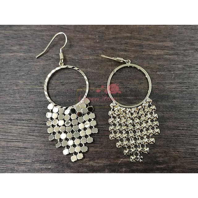 完成品 チェーンメイル風リングフックピアス 1セット 18kgp 大人可愛い