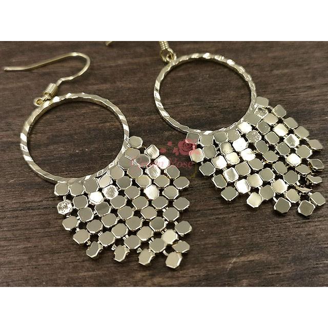 完成品 チェーンメイル風リングフックピアス 1セット 18kgp 大人可愛い