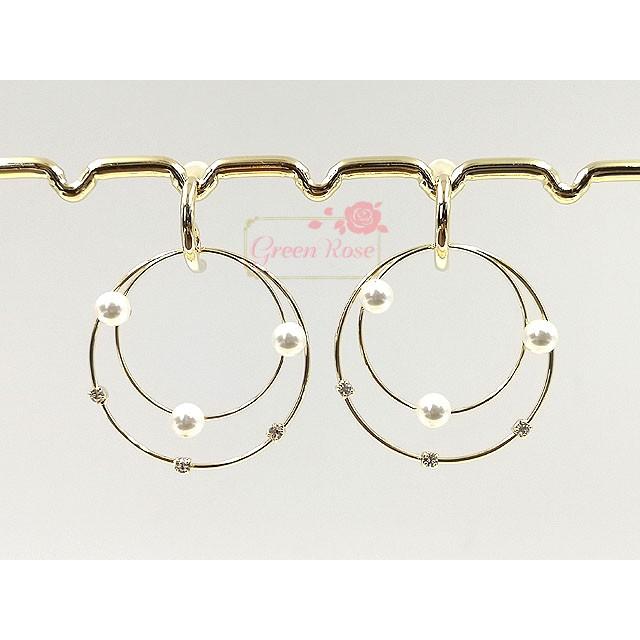 完成品 二重リングピアス 1セット シンプル ラウンド 18kgp 大人可愛い