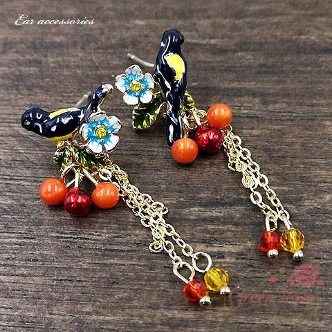 完成品 小鳥のアシンメトリーピアス 1セット バード エポ 18kgp 大人 