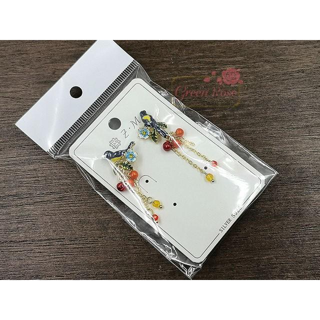 完成品 小鳥のアシンメトリーピアス 1セット バード エポ 18kgp 大人 