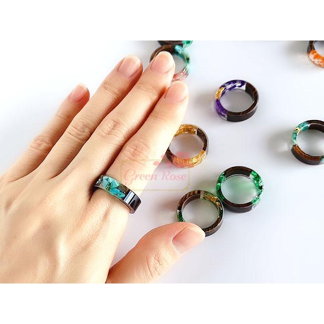 指輪 リング アクリル製リング 16号 全16種 1個 当日発送 ウッド 木目