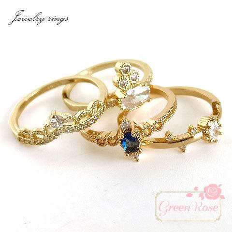 指輪 ガラス ストーン付き リング 全3サイズ 1個 2204 pp-192B