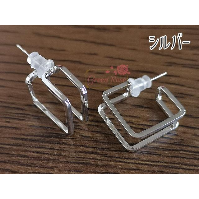 スクエア ピアス 1ペア ゴールド シルバー 両耳 2107 pp-217