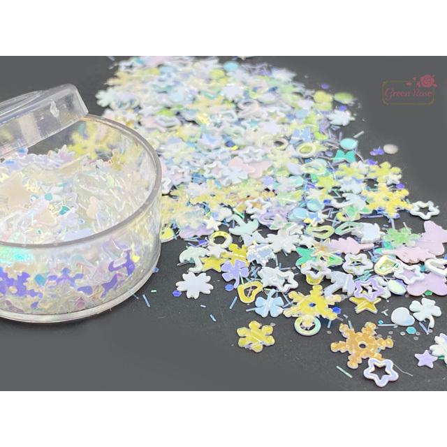 ホワイト ミックス ホログラム レジン ネイル 封入 ケース入り 2g 2111 rp-195|greenrosenetshopyumi|03