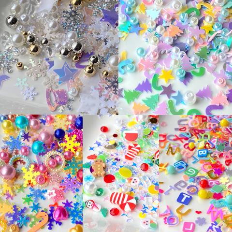 スパンコール ビーズ ミックス ホログラム クリスマス 結晶 星 雪