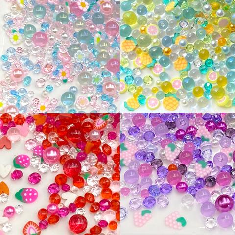アクリルダイヤ クレイパーツ パール ガラス 丸玉 ミックス レジン