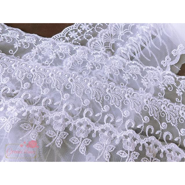 レーステープ ホワイト 全7種 約1m リボン フリンジ フラワー ケミカル