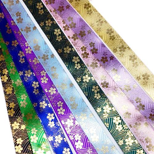 和柄プリント 和風 金箔プリント 和装 桜 さくら 波模様 リボンテープ
