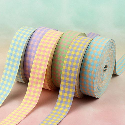 リボン様確認用 リボンテープ チェック 25mm幅 1m ギンガムチェック 柄 カラフル バイ