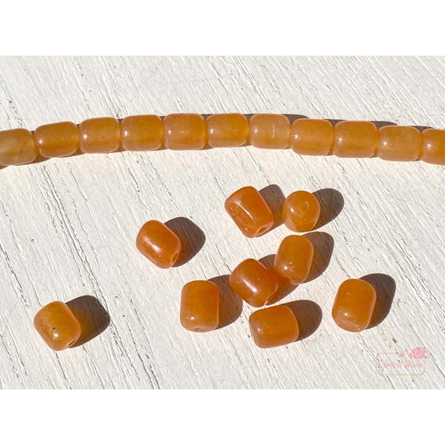 オレンジ アゲート 瑪瑙 天然石 パワーストーン 筒 俵型 6×5mm 10個
