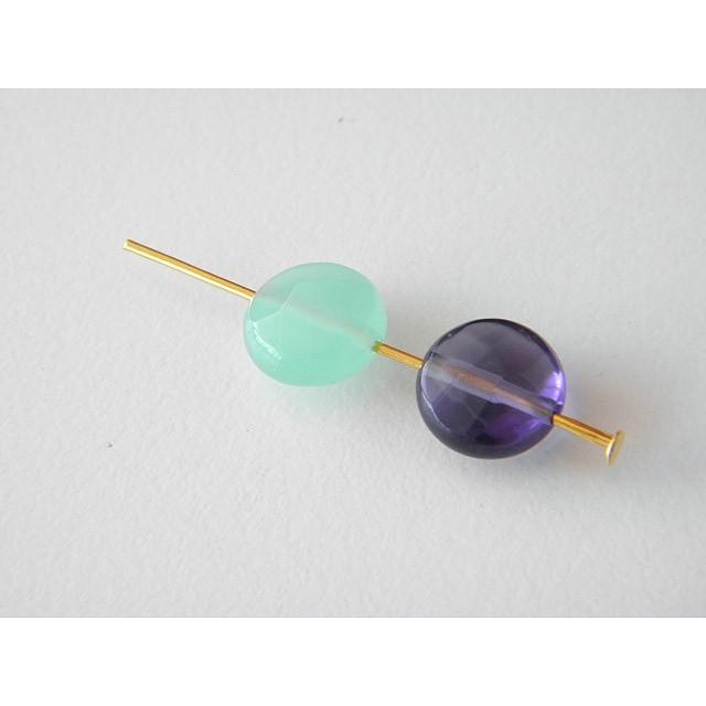 天然石のコインカットビーズ 約10mm 2個 半貴石 ジェムストーン 1606