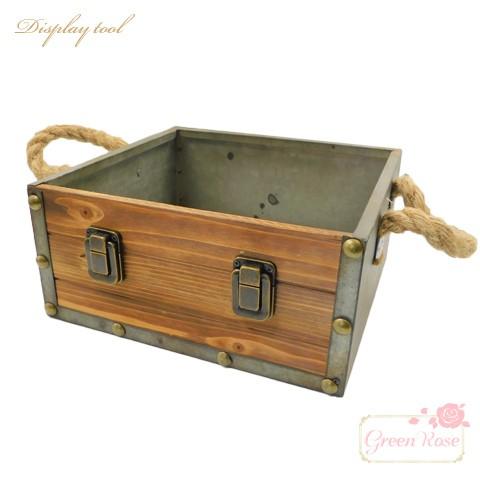 宅配便】インダストリアル風収納ボックス（小） 1個 2004 宝箱風 収納