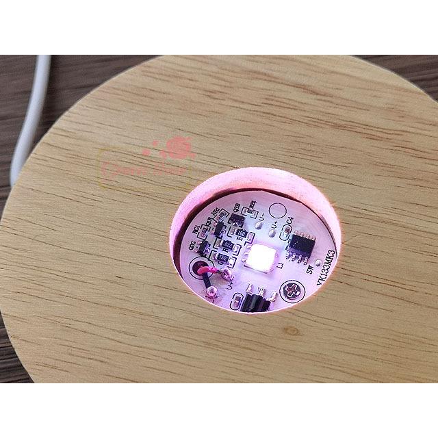 当日発送 ライト 電気 光る 木製 LED 台座 ラウンド USBコード