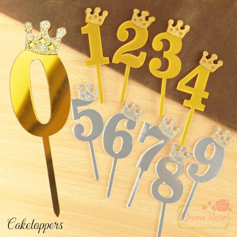 ケーキトッパー 数字 ナンバー ゴールド シルバー 誕生日 フォト