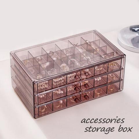 アクセサリー什器 クリア収納ケース ジュエリーケース 3段 引き出し