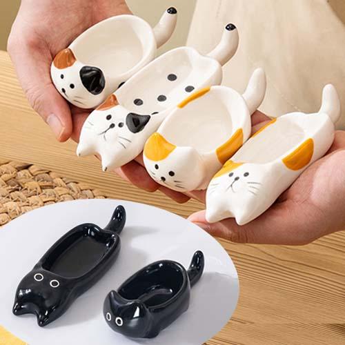 ネコ 陶器製 小物入れ 器 ねこ 猫 1個 お皿 パーツ 皿 陶器 陶器皿