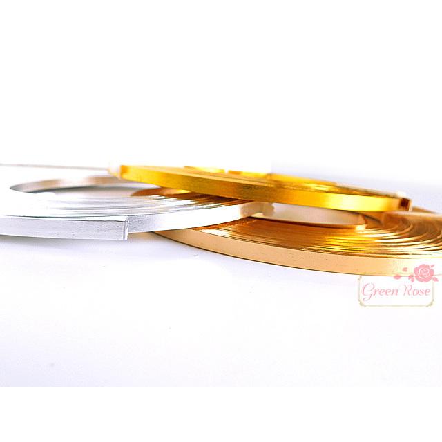 アルミ線 平タイプ 幅5mm 全3色 1巻 手芸用ワイヤー ワイヤー アート