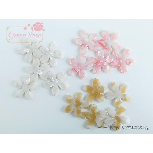 デコパーツ 桜 マーブル模様 3色 10個 1801 樹脂 プラスチック mbl YM1