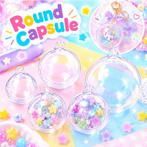 プラスチック ラウンドカプセル クリアカプセル キーホルダー ドーム